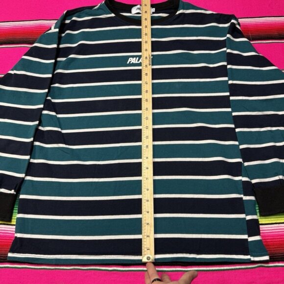 PALACE Shirt Men XL Border Longsleeve‎ Black Green Striped Skater - Picture 5 of 6